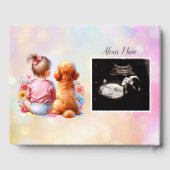 赤ん坊の女の子と犬の赤ん坊シャワーパーソナライズされた ゲストブック (裏面)