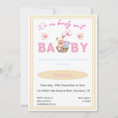 赤ん坊の女の子テディを待つことができる 招待状 (正面)