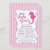 『赤ん坊の女の子、海馬のベビー航海のシャワー』 招待状 (正面/裏面)