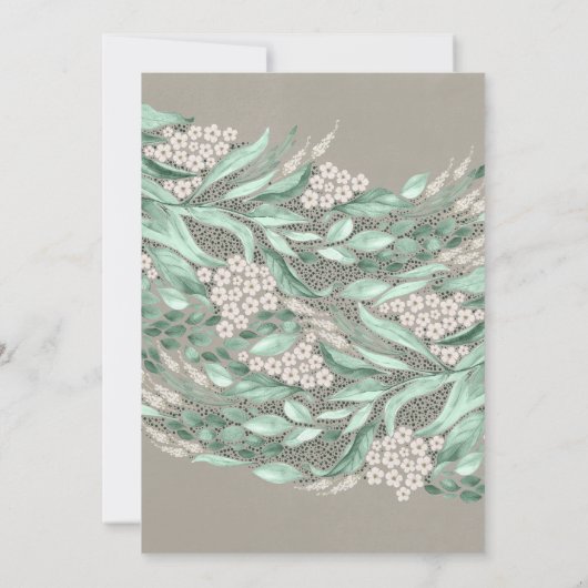 赤ん坊の息とエレガント緑素朴結婚の 招待状 (裏面)