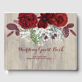 赤ん坊の息とブルゴーニュの素朴花結婚の ゲストブック