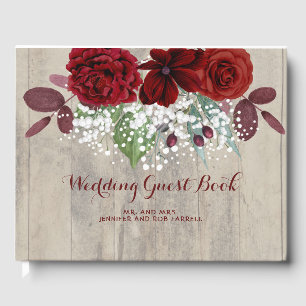 赤ん坊の息とブルゴーニュの素朴花結婚の ゲストブック