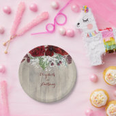 赤ん坊の息とブルゴーニュの素朴花結婚の ペーパープレート (パーティー)