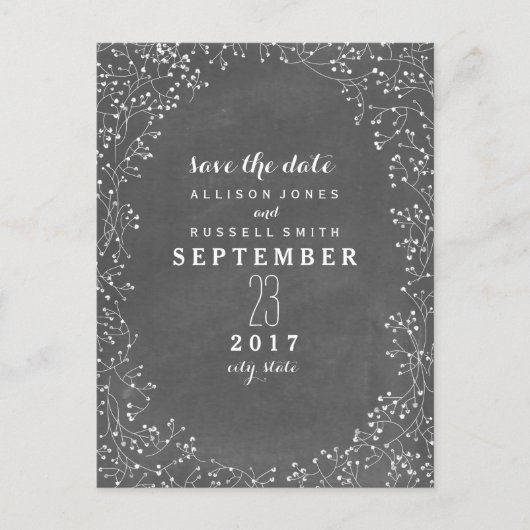 赤ん坊の息のチョークインスパイアボードは日付を保存 案内ポストカード (正面)