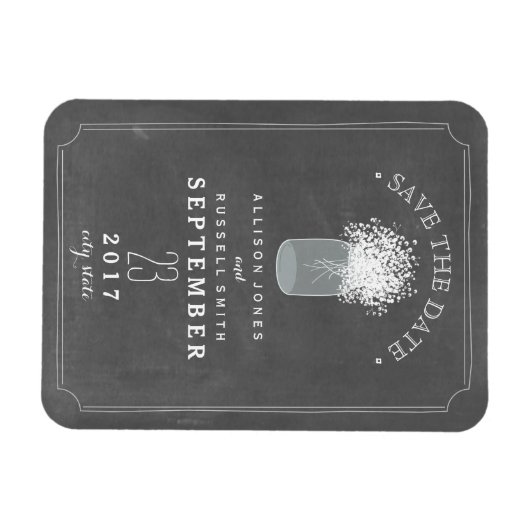 赤ん坊の息のメイソンの瓶Chalkboard日付を保存 マグネット (横)