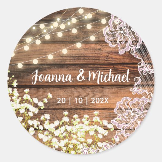 赤ん坊の息の弦が木素朴の結婚光 ラウンドシール (正面)