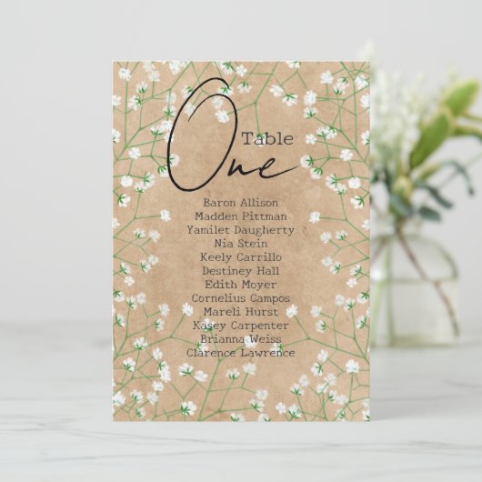 赤ん坊の息の花素朴の結婚座席表 招待状 (スタンド正面)