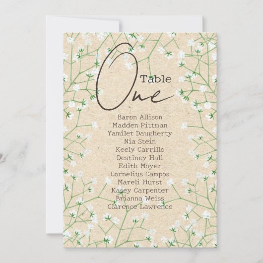 赤ん坊の息の花素朴の結婚座席表 招待状 (正面)