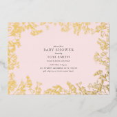 『赤ん坊の息吹きピンクの女の子のベビーシャワー』 箔招待状 (正面)