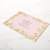 『赤ん坊の息吹きピンクの女の子のベビーシャワー』 箔招待状 (回転した状態)