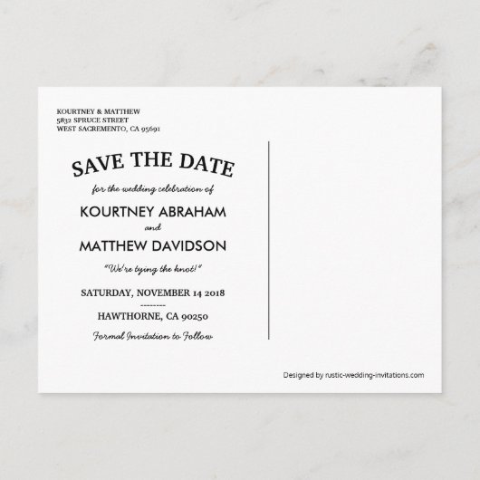 赤ん坊の息素朴石工の瓶は日付を保存 案内ポストカード (裏面)