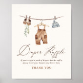 赤ん坊の服の男の子シャワーおむつラッフルサイン ポスター (正面)