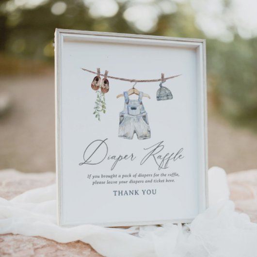 赤ん坊の服の男の子シャワーおむつラッフルサイン ポスター