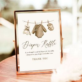 赤ん坊の服の男の子シャワーおむつラッフルサイン ポスター