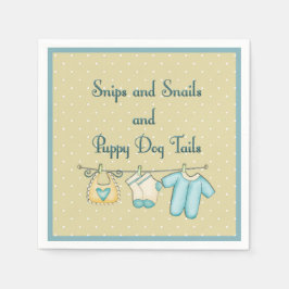 赤ん坊の服を着た子犬の尾を切る スタンダードカクテルナプキン