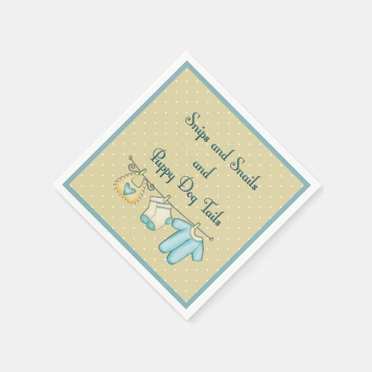 赤ん坊の服を着た子犬の尾を切る スタンダードカクテルナプキン (角)