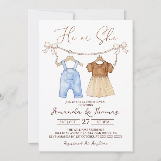 赤ん坊の服ジェンダーが明かす 招待状 (正面)