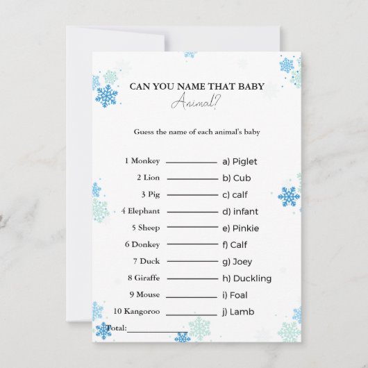 赤ん坊の赤ちゃんシャワーカードの名前を推測 招待状 (正面)