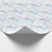 赤ん坊の青い白い大理石のクリスマストナカイ模様 ラッピングペーパー (角)