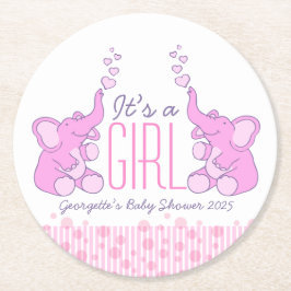 赤ん坊は2頭の象をシャワーそれは女の子コースターだ ラウンドペーパーコースター