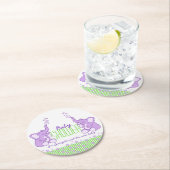 赤ん坊は2頭の象を緑の紫でシャワー ラウンドペーパーコースター (インサイチュ)