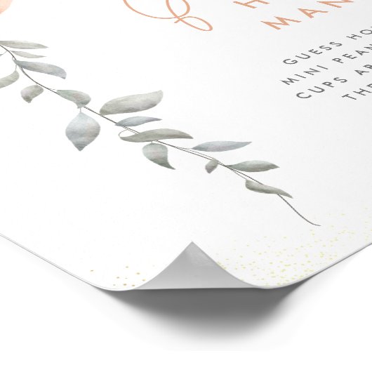 赤ん坊シャワーが緑の風船に出てくる数を推測する ポスター (角)