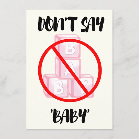 赤ん坊シャワーの'ベビー'ゲームを言わない エンクロージャーカード (裏面)