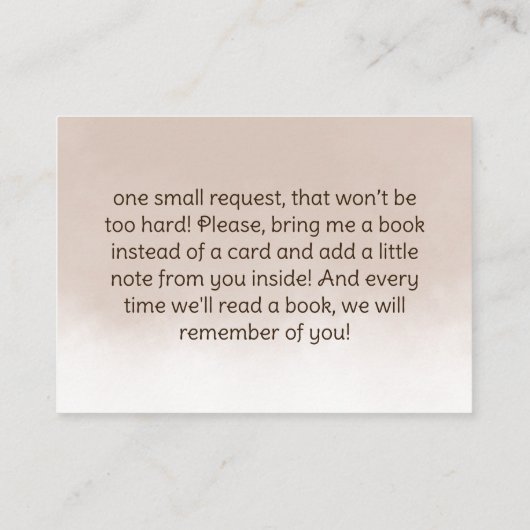 赤ん坊シャワーの本がベビー エンクロージャーカード (裏面)