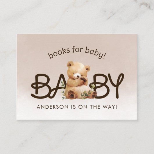 赤ん坊シャワーの本がベビー エンクロージャーカード (正面)