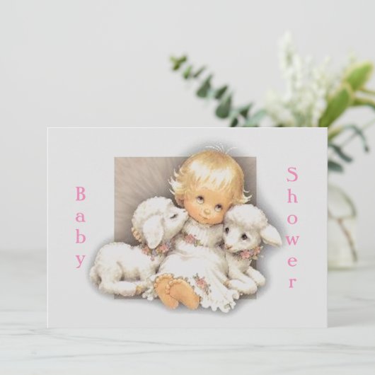 赤ん坊シャワー子羊 招待状 (スタンド正面)