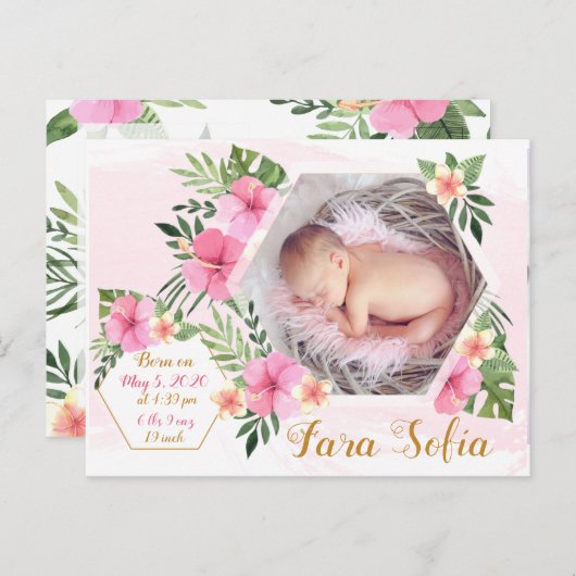 赤ん生まれたばかりの坊の告知-熱帯の花 案内ポストカード (正面/裏面)