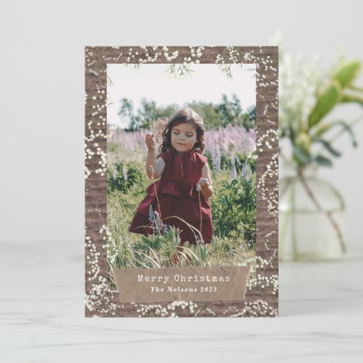 赤ん素朴坊の息のクリスマスフォト引き裂かれた紙 シーズンカード (スタンド正面)
