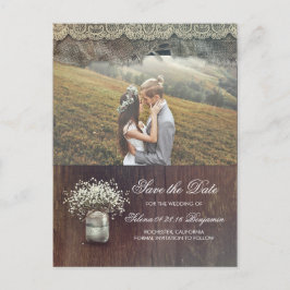 赤ん素朴坊の息のメイソンの瓶の写真日付を保存 案内ポストカード