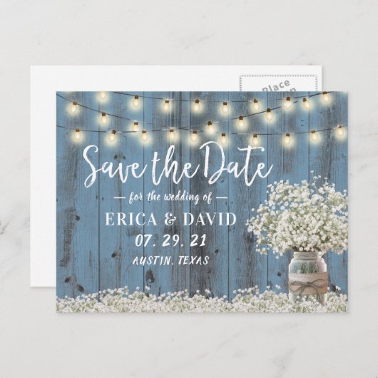 赤ん素朴坊の息の埃っぽい青い日付を保存 案内ポストカード (正面/裏面)