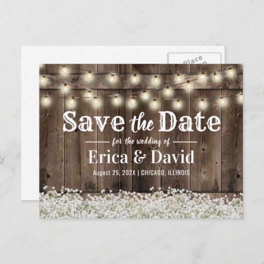 赤ん素朴坊の息の弦のライト日付を保存 案内ポストカード (正面/裏面)