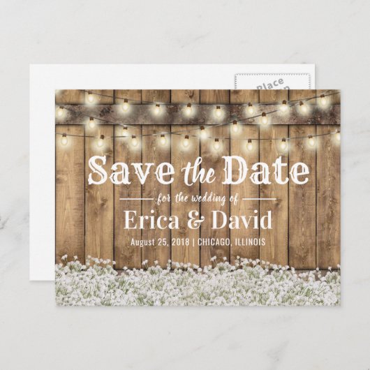 赤ん素朴坊の息の弦のライト日付を保存 案内ポストカード (正面/裏面)