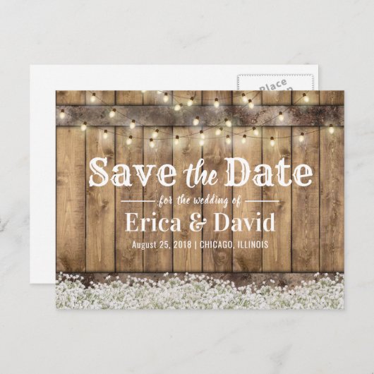 赤ん素朴坊の息の弦のライト日付を保存 案内ポストカード (正面/裏面)