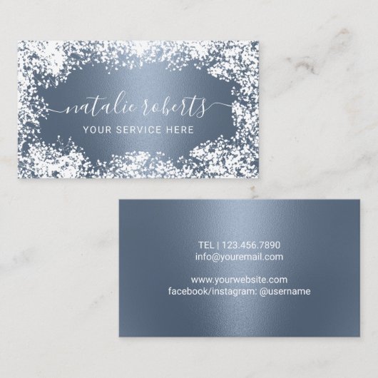 赤ん素朴坊の息の花はほこりエレガントの多い青 名刺 (正面/裏面)