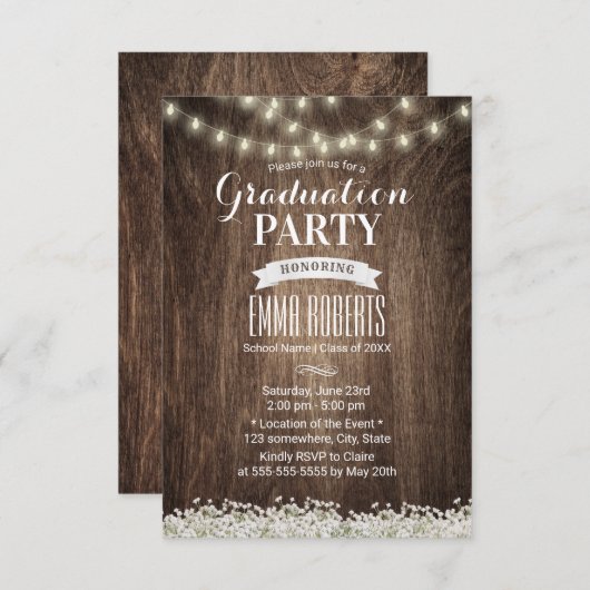 赤ん素朴坊の息ひもが卒業を告げる 招待状 (正面/裏面)