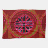 赤アイルランド教会の窓タオル キッチンタオル (横)