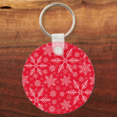 赤アクアエレガントホワイトウィンタースノーフレーク キーホルダー (正面)