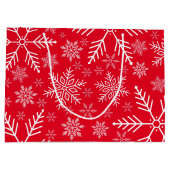 赤アクアエレガントホワイトウィンタースノーフレーク ラージペーパーバッグ (裏面)