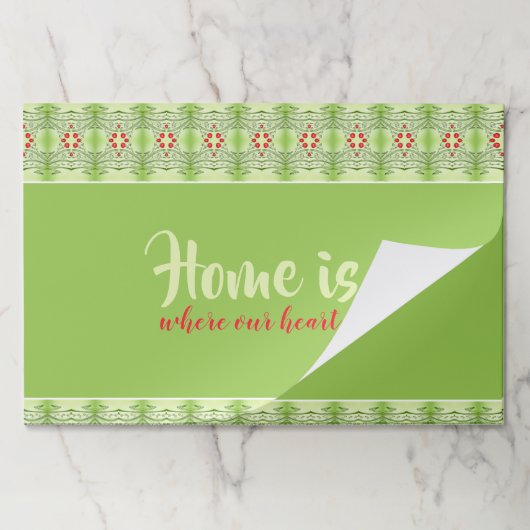 赤アクセント付きアップルグリーン紙プレイスム ペーパーパッド (折り畳み)