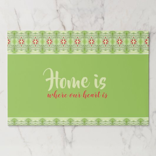 赤アクセント付きアップルグリーン紙プレイスム ペーパーパッド (正面)