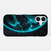 赤アクセント付きミニマルモダンリストブラックフォン iPhone 16ケース (裏面横)