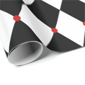 赤アクセント付き白黒のハーレクイン ラッピングペーパー (ロールコーナー)