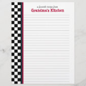 赤アクセント付き白黒チェックレシピページ (正面)