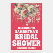 赤アクリルフローラブライダルシャワーウェルカムサイン アクリルサイン (正面)