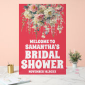 赤アクリルフローラブライダルシャワーウェルカムサイン アクリルサイン (ウェディング)