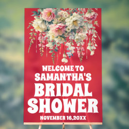 赤アクリルフローラブライダルシャワーウェルカムサイン アクリルサイン